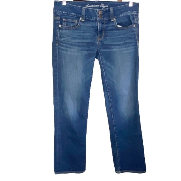 American Eagle Artist Crop Med Dark Wash Jeans - Picture 1 of 10